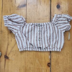 Rylee + Cru Brown and White Striped Top